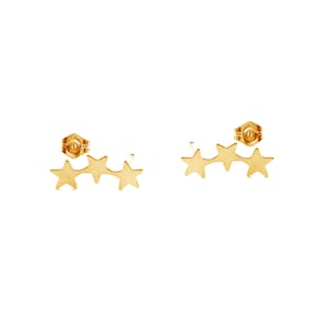Triple Star Ear Climber Stud Earrings / Star stud earrings