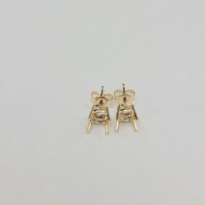 14K Solid Gold Screw Back Basket Stud Earring Settings – No Stone, Prong Style