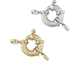 Chiusura ad anello a molla resistente in oro massiccio 14 carati con texture effetto pelle di serpente