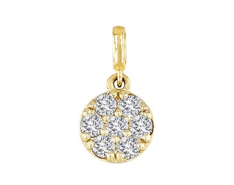 Mini 14 kt geelgouden diamantschijfbedel, 0,07 kt