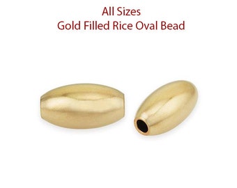 All Sizes - 10Pcs Gold Filled Rice Oval Beads