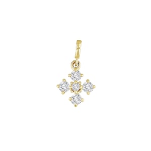 Dije de cruz cuadrada con diamante pequeño en oro de 14 quilates