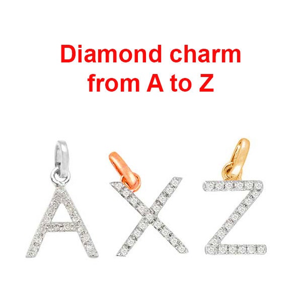 A to Z Initial Diamond Charm in 14K Gold, Diamond Charm, Initial Charm, Delicate Charm