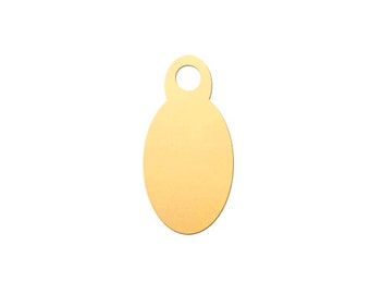 3Pcs Flat Oval Chain Tag 14K Yellow Gold