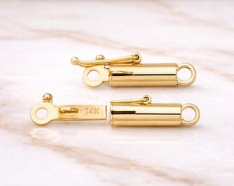 10K Gold Barrel Clasp With Safety Catch for Jewelry Making - Etsy