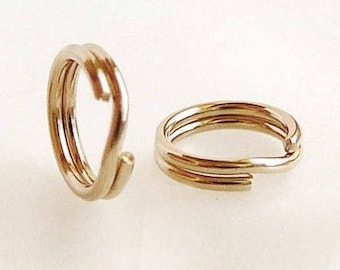 2Pcs 14K Yellow Gold Split jump Ring Charm pendant bail Connector