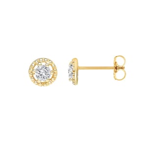 Small Diamond Filigree Stud Earring 14K Gold / Diamond Stud Earring