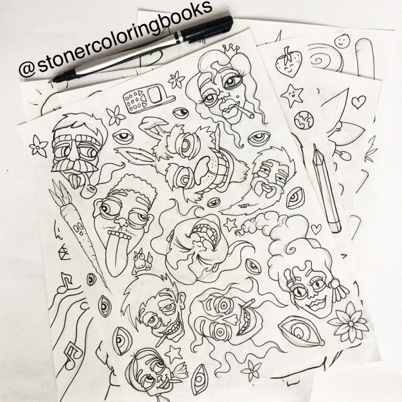 Stoner Coloring books for adults volume 1 and volume 2 COMBO | Etsy