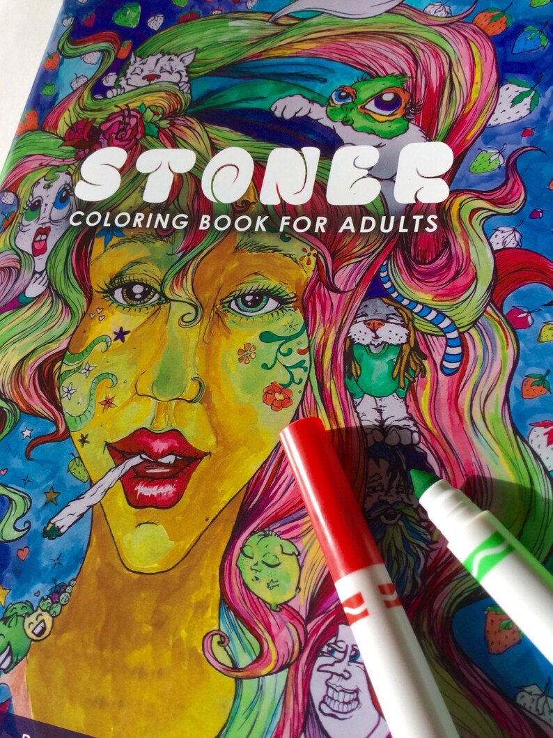 Stoner Coloring Book for Adults, weed stuff, adult coloring book, stoner gift, pot leaf, marijuana art image 1