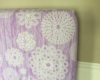 READY TO SHIP Fitted Crib Sheet Lavender and White Lace Lilac Lace White and Purple Nursery