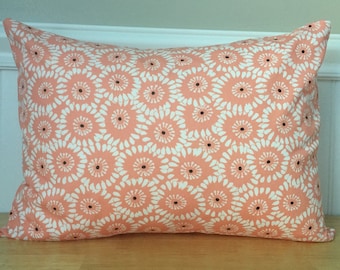 12" x 16" Pillow Cover in Peach Desert Flowers Floral White Baby Nursery Lumbar Accent Pillow Cover