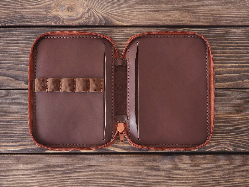 Leather notebook cover. Zipper Field Notes journal cover. Etsy