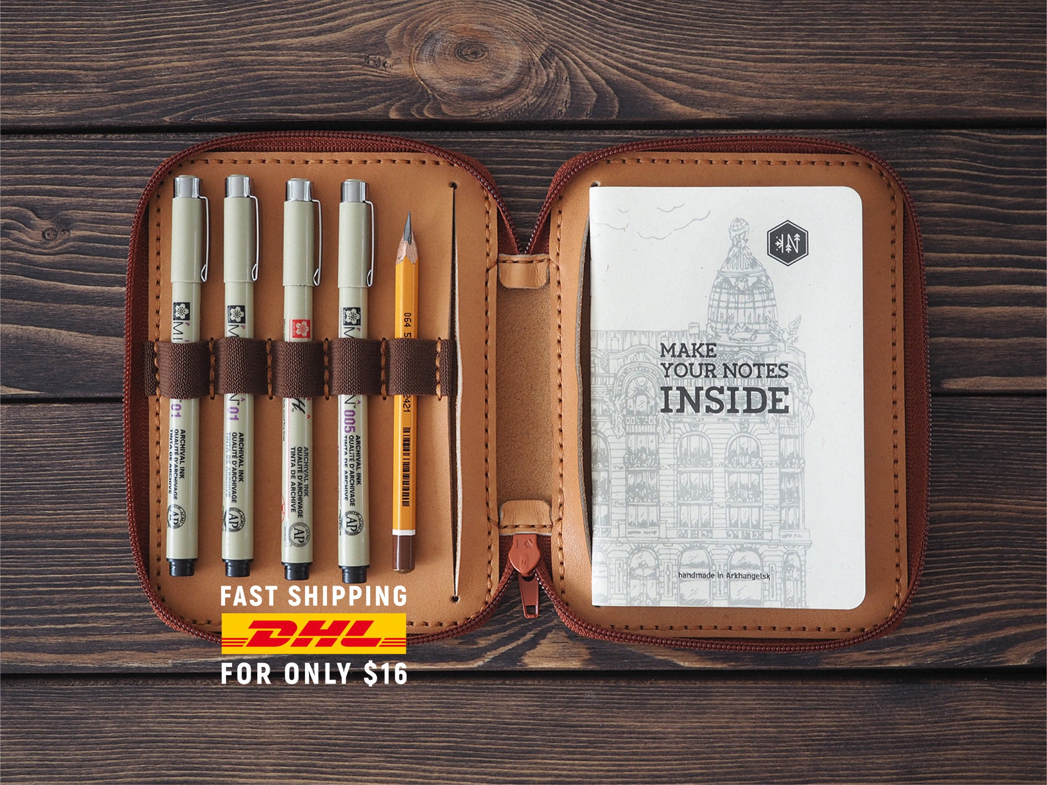 Leather notebook cover. Zipper Field Notes journal cover. Etsy