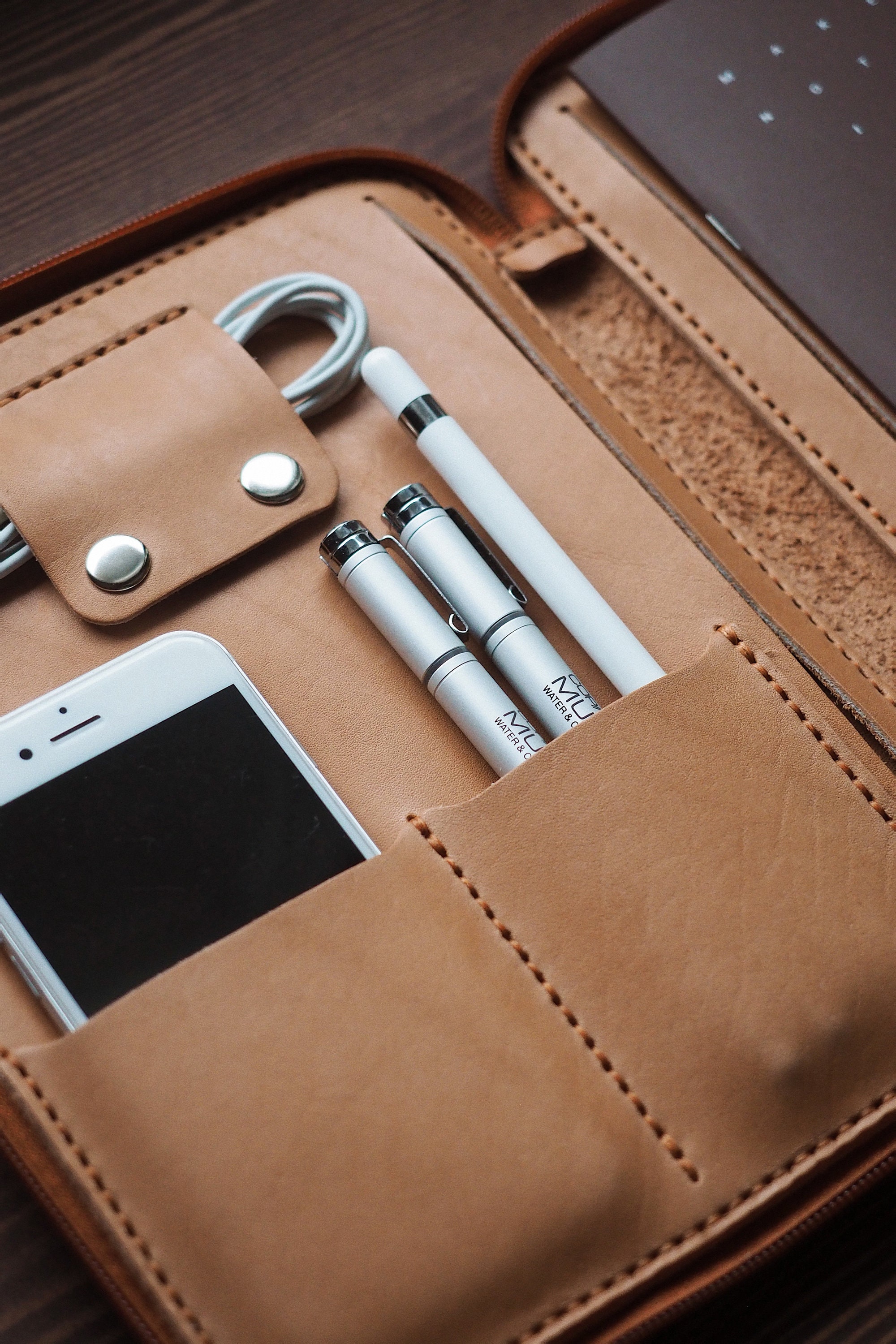 IPad mini Leather case. Personalized Zipper leather folio. Etsy