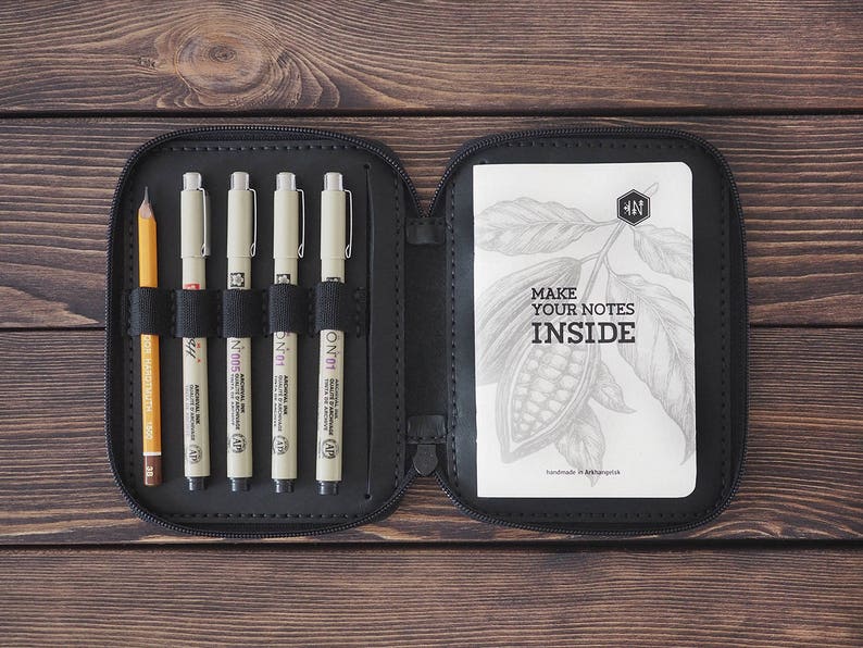 Leather Notebook Cover. Zipper Field Notes Journal Cover. Etsy