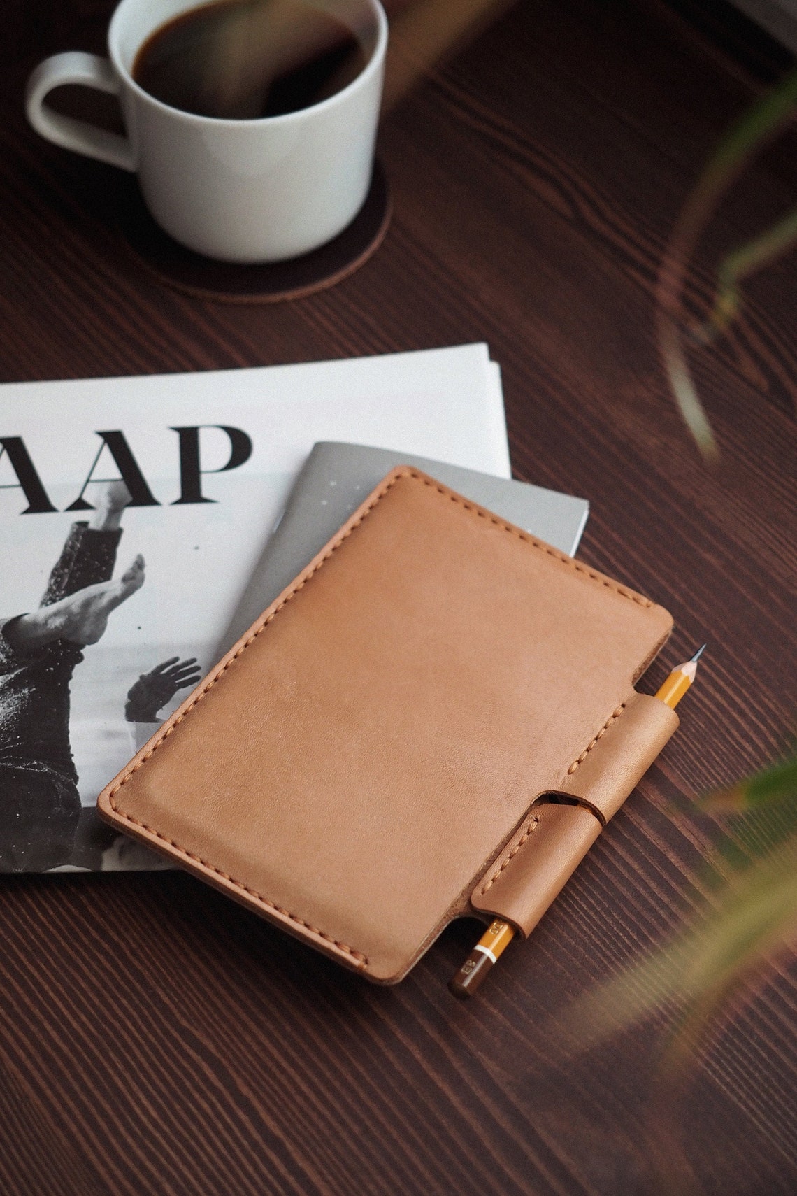 A6 Leather Notebook Sleeve. Pocket notebook leather case with Etsy