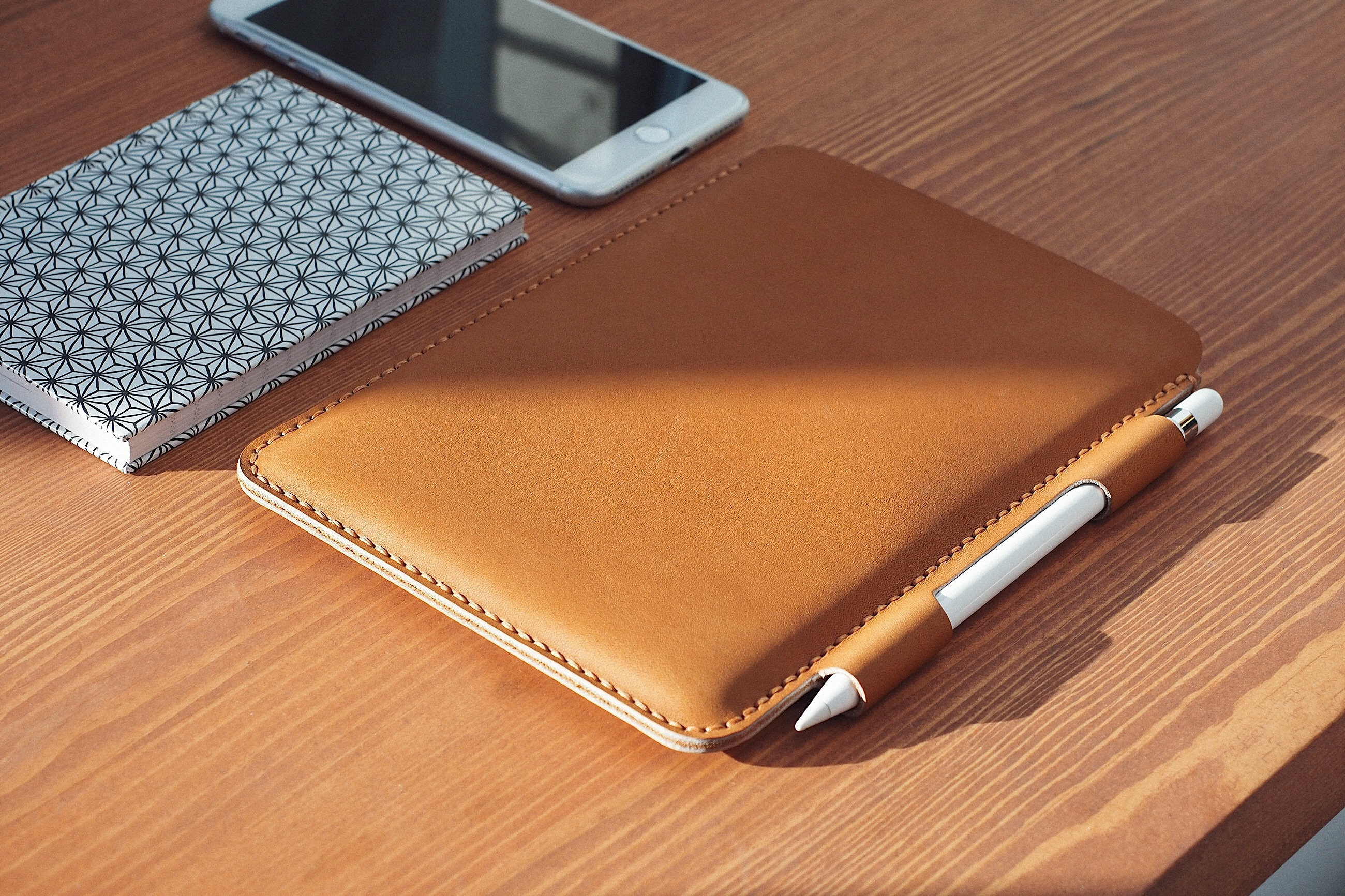 IPad mini leather sleeve / iPad Cover w/ Apple Pencil Holder Etsy