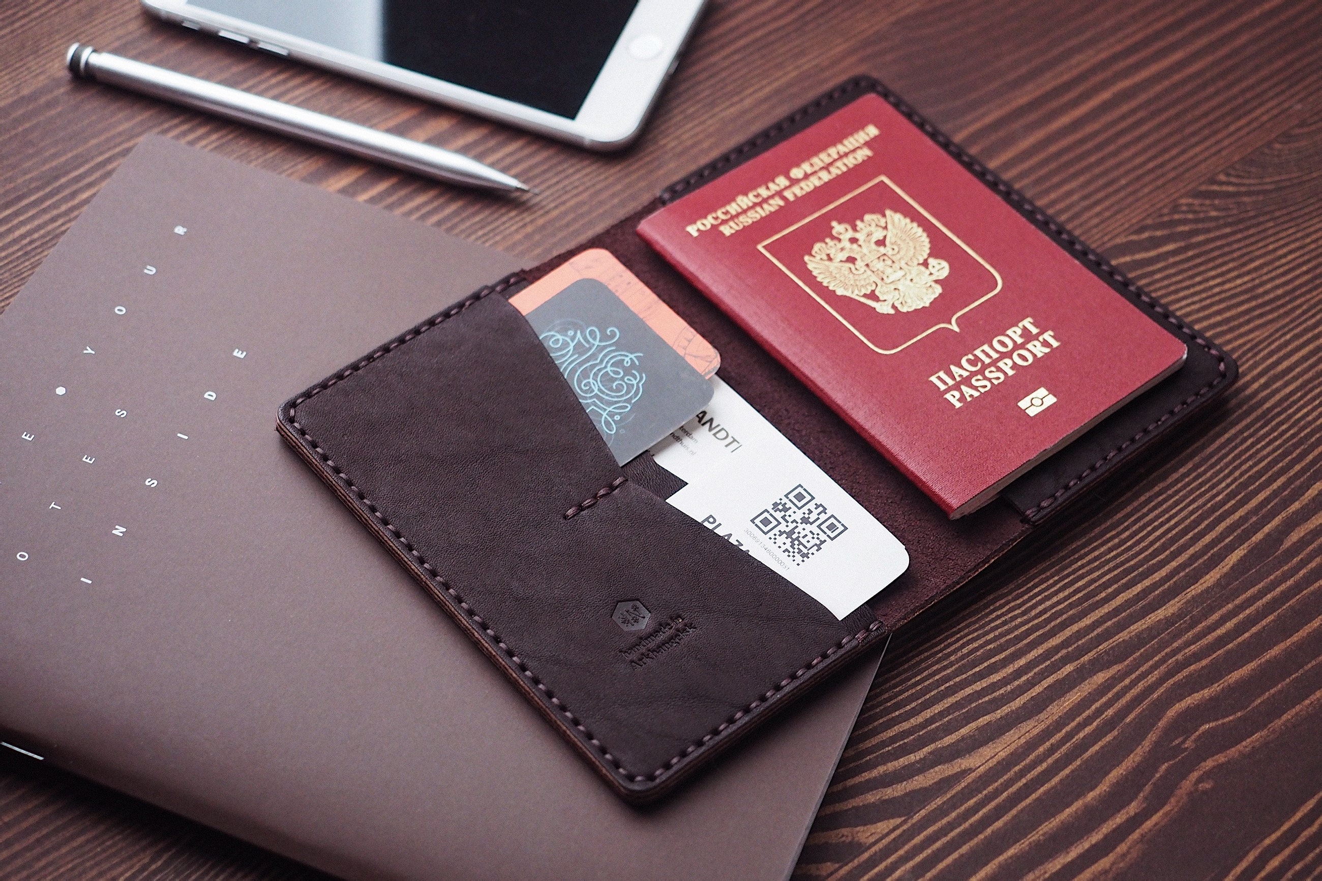 Christmas leather gift set. Set of personalized leather passport cover and zi... Christmas leather gift set. Set of personalized leather passport cover and zi...
