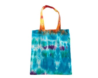 Tie Dye Tote, Turquoise Book Bag, Summer Camp Style