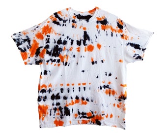 Orange Tie Dye T-Shirt, Shibori Short Sleeve T Shirt for Men, Women, Teen (Orange)