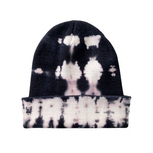 Shibori Black Tie Dye Beanie, Knit, Men and Women