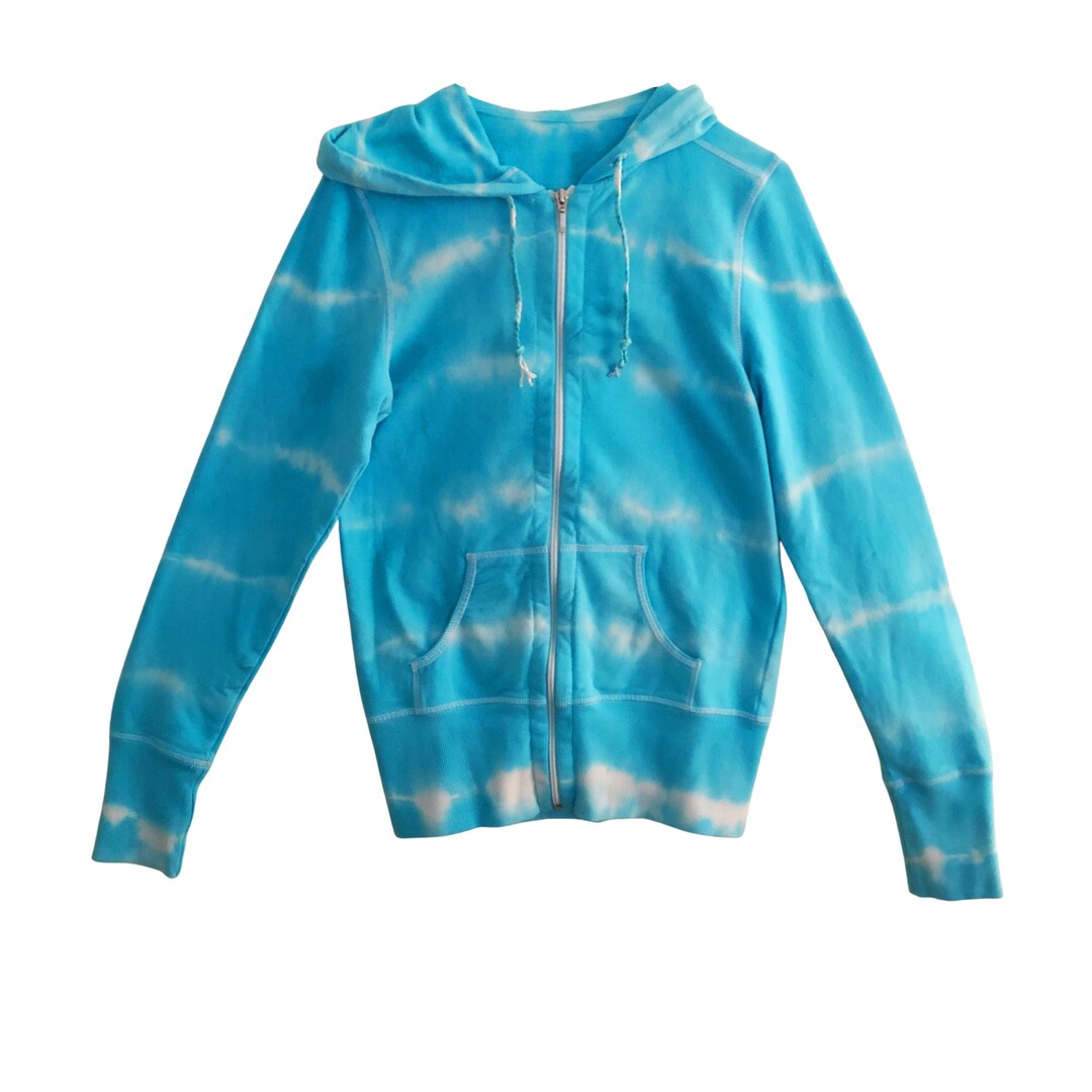 Blue Tie Dye Hoodie, Full Zip up Hooded Sweatshirt, Women, Teen Etsy