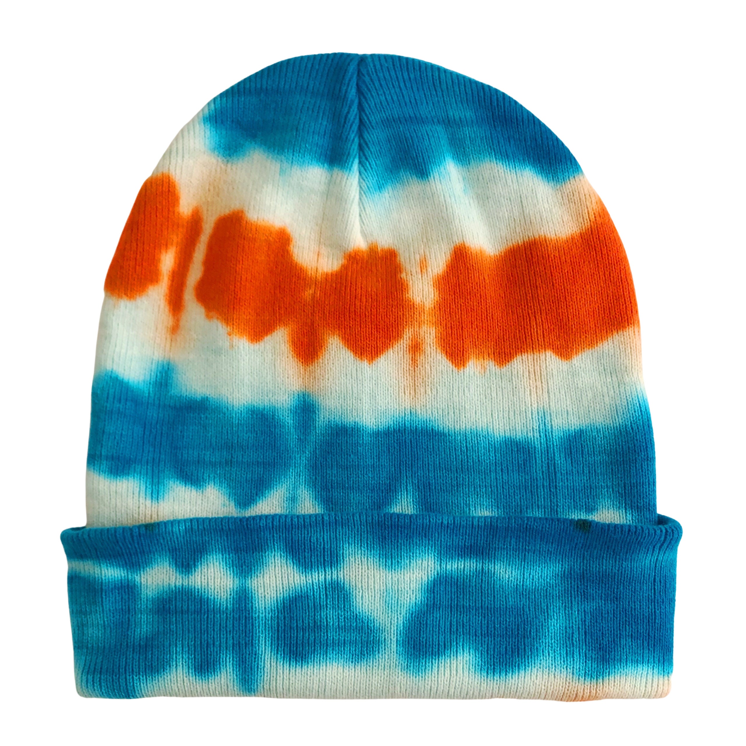 Tie Dye Beanie Hat for Men and Women, Turquoise and Orange - Etsy
