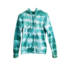 Mint Tie-Dye Hoodie with Raw Edge Hem, Teen, Petite Women&#39;s (X Small)