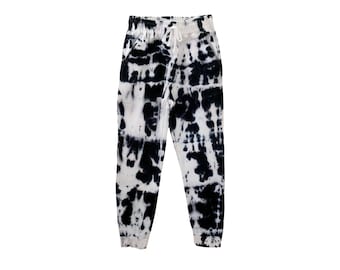 Black Tie Dye Sweatpants, Shibori Lounge Pants Women, Men, Teen (Small)