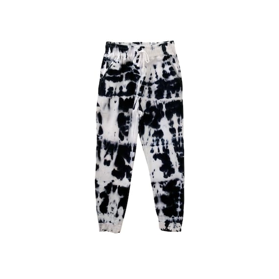 Women's Black Tie Dye Sweatpants, Shibori Lounge Pants, New