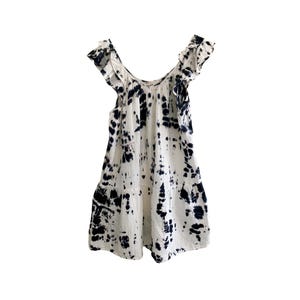 Women&#39;s Black Tie Dye Summer Dress with Ruffles, Shibori Sun Dress with Pockets, Boho Cottagecore Fairy Dress, Soft Punk Goth Romantic Dress