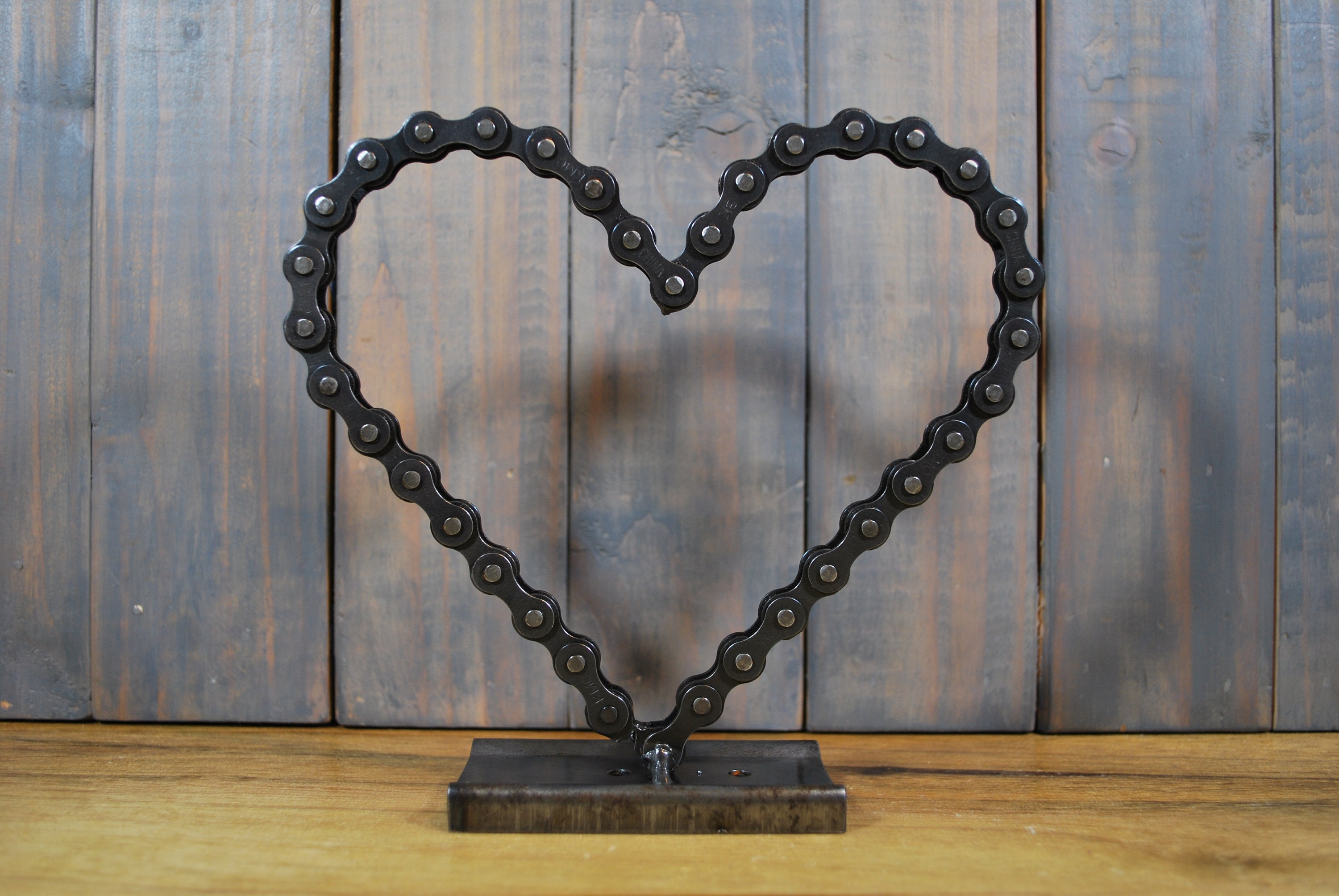 Scrap Metal Folk Art Sculpture Heart Shaped Auto Parts & Tools Hand Welded  8.75”