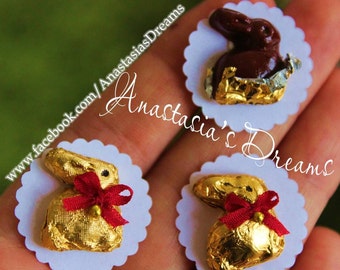 SALE Blythe/Dollhouse Miniature Easter Chocolate Bunny 1/12 scale or 1/6 scale