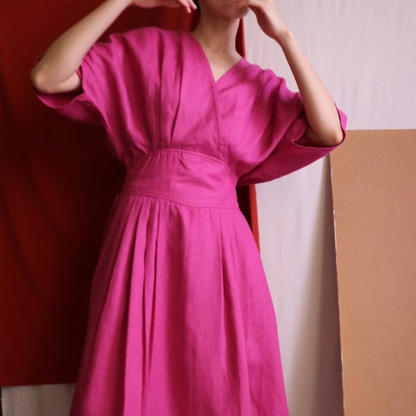 PLAYA DRESS- robe d’été faux-wrap en lin (plus de couleurs disponibles)