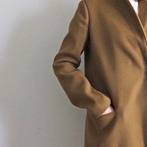 Cooper Coat - mustard green minimalist wool coat