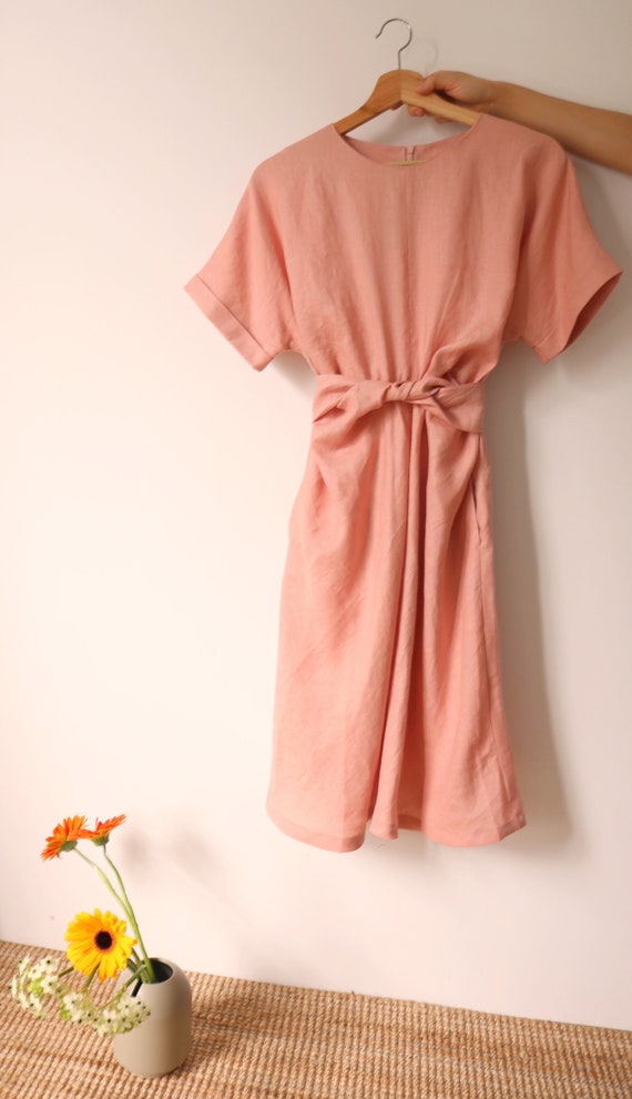 dusty pink linen dress