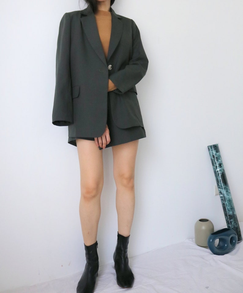 Soho suit set - 2 piece jacket wrap skort set in faded pine green (more colours available)