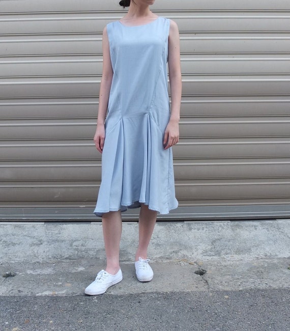 sky blue silk dress