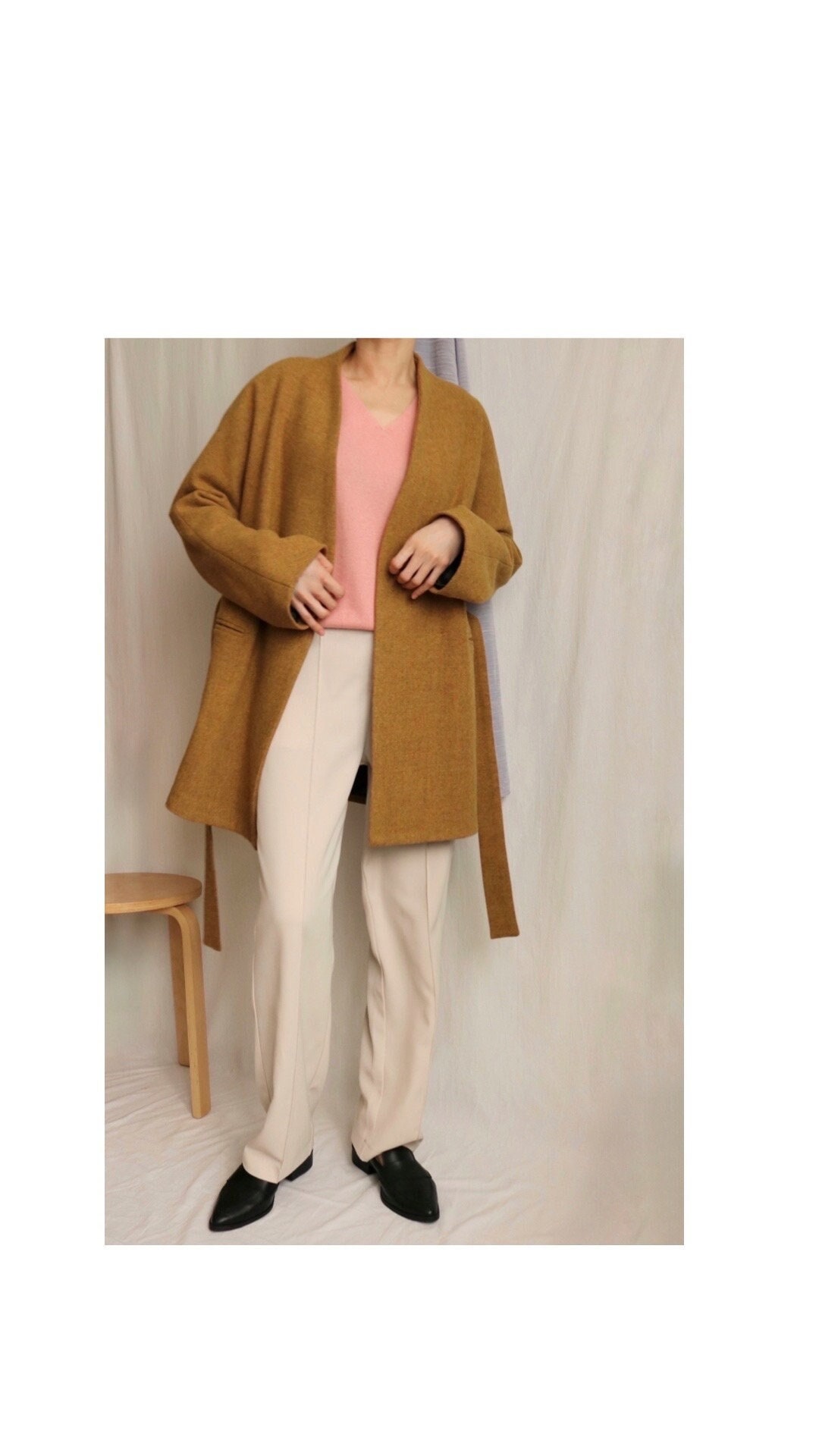Camel Wrap Coat Etsy