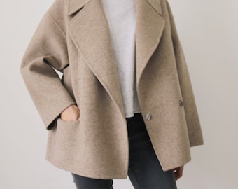 Avoine Coat -Handsewn cocoon-fit double-face wool cashmere cropped coat(more colours available)