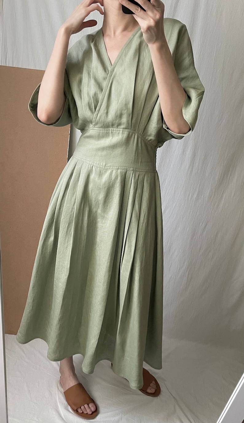 PLAYA DRESS robe dété faux-wrap en lin zdjęcie 6