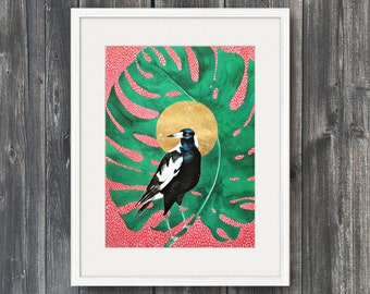 Elster mit rosa und gold