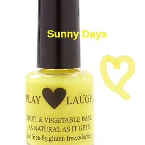 FREE SHIPPING; Sunny Days metallic yellow. Peel off polish made:fruits&vegies, odorless, quick dry,gluten free,vegan,5-free,safe for dogs