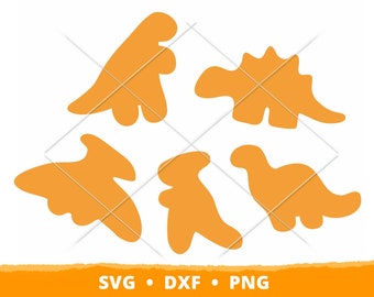 Cute Dinosaur Shaped Chicken Nuggets, SVG Digital Download, Dinosaur Shapes, Dinosaur Cutouts, DFX File, Cricut Craft File, Sublimation