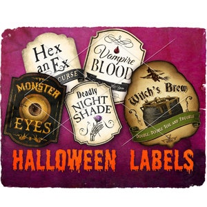 Halloween Potion Label Bundle, Halloween Label, Witch Label, Vintage Label, Hex an Ex Potion, Witch Spell, Printable Design