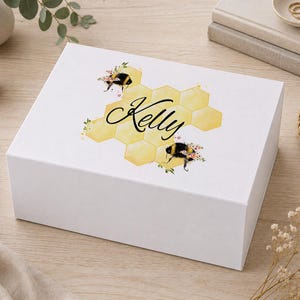 Box With Lid, Personalised White Magnetic Keepsake | Printed Name | Children's Treasures