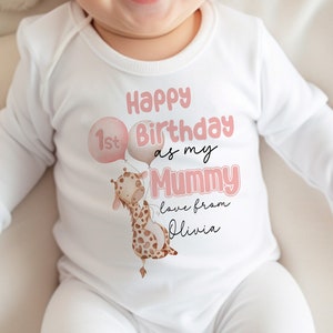 Happy Birthday Mummy, 1st Birthday as My Mummy, Sleepsuit Baby grow Bodysuit Vest, Mum Birthday, Mummy Birthday zdjęcie 1