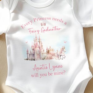 Gilet proposition marraine personnalisé, serez-vous ma marraine ? Faire-part marraine, idées baptême, tenue princesse fée marraine