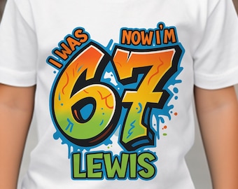 J'avais 6 ans maintenant j'ai 7 ans T-shirt d'anniversaire pour garçons, style graffiti, t-shirt en coton personnalisé - T-shirt tendance 6 7