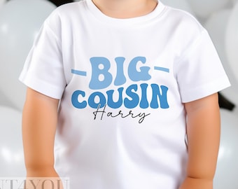 Promoted to Big Big Cousin Blue Design White Cotton T-Shirt - Boy New Baby Cousin